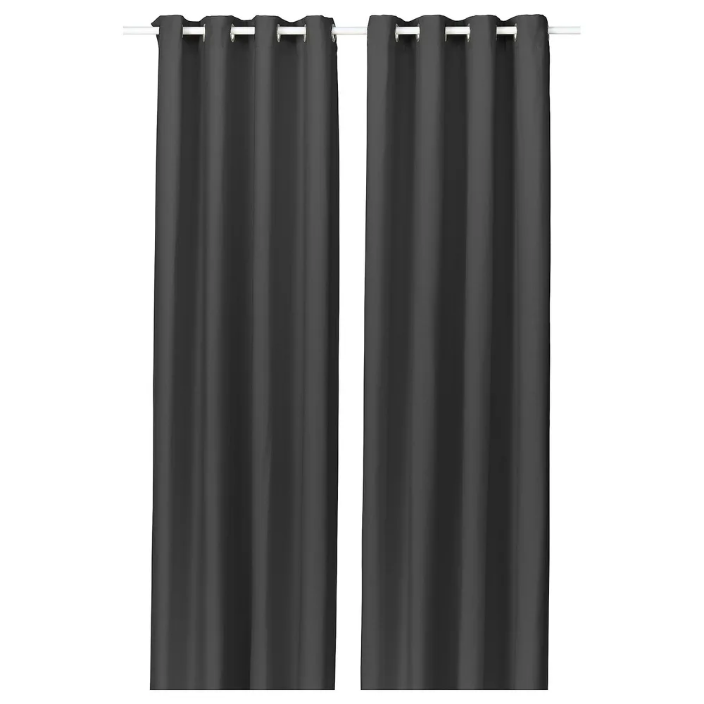 IKEA GINSTMOTT (ИКЕА ГИНСТМОТТ) — Штора, 2 шт., тёмно-серая/с люверсами 145x300 см