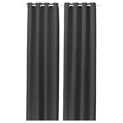 IKEA GINSTMOTT (ИКЕА ГИНСТМОТТ) — Штора, 2 шт., тёмно-серая/с люверсами 145x300 см