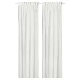 IKEA PALPLJUNGMAL (ИКЕА ПАЛПЛЙУНГМАЛ) — Тюль, 2 шт., белый/в клетку на ленте 145х300 см — фото 1