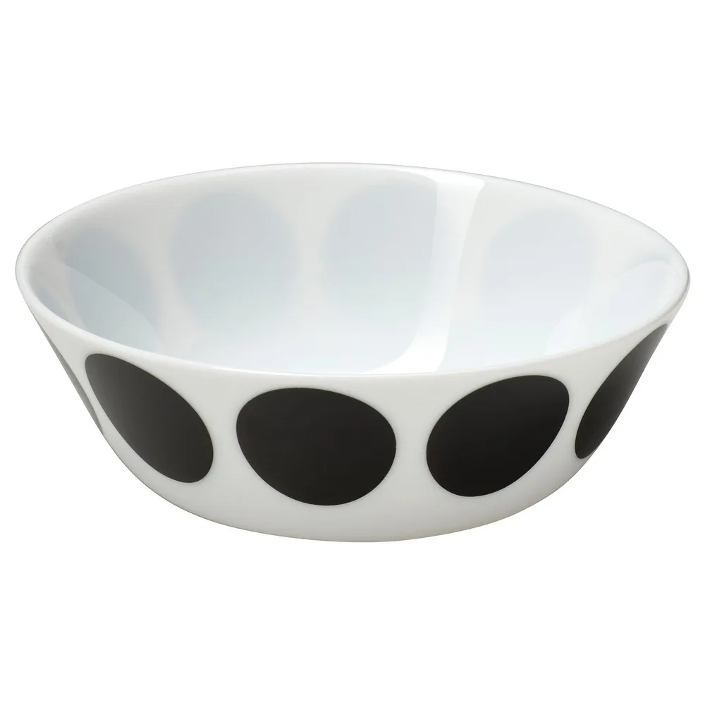 IKEA OFTAST (ИКЕА ОФТАСТ) — Миска, белый чёрный/узор в горошек 15 см