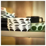 IKEA OFTAST (ИКЕА ОФТАСТ) — Миска, белый чёрный/узор в горошек 15 см — фото 3
