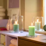 IKEA LOTSFÅGEL (ИКЕА ЛОТСФОГЕЛ) — Ароматическая свеча-столбик, яблоко зелёный 30 ч — фото 2