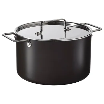 IKEA GULDÖRING (ИКЕА ГУЛДЁРИНГ) — Кастрюля с крышкой, антипригарное покрытие/нержавеющая сталь чёрно-серая 5 л