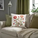 IKEA FACELIOR (ИКЕА ФАСЕЛИОР) — Наволочка декоративная, белая с тёмно-оранжевой вышивкой 50х50 см — фото 2