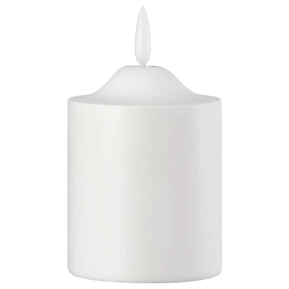 IKEA SMÅLOM (ИКЕА СМОЛОМ) — Свеча столбик LED, на батарейках белая 9 см