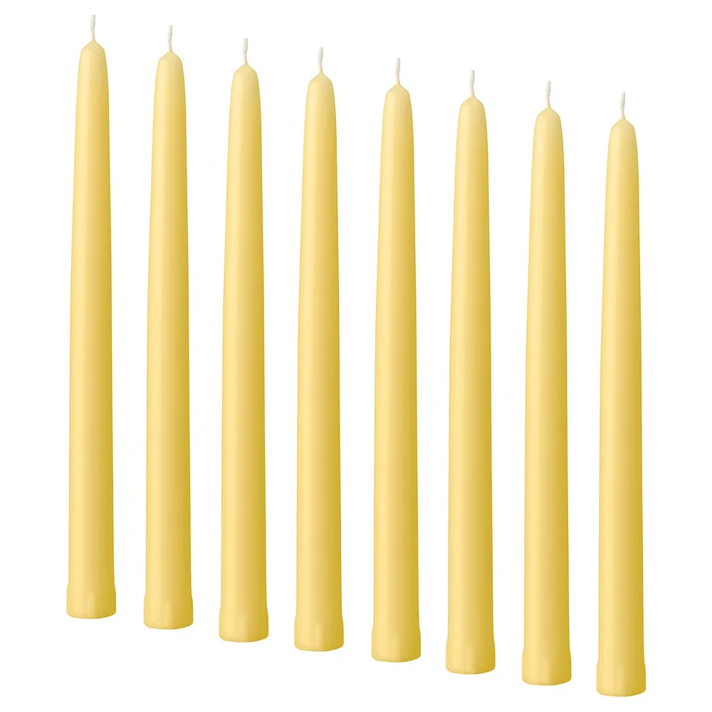IKEA KLOKHET (ИКЕА КЛОКХЕТ) — Свеча коническая без запаха, бледно-жёлтая 25 см, 6 ч.