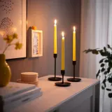 IKEA KLOKHET (ИКЕА КЛОКХЕТ) — Свеча коническая без запаха, бледно-жёлтая 25 см, 6 ч. — фото 2