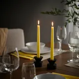 IKEA KLOKHET (ИКЕА КЛОКХЕТ) — Свеча коническая без запаха, бледно-жёлтая 25 см, 6 ч. — фото 3