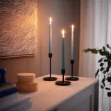 IKEA KLOKHET (ИКЕА КЛОКХЕТ) — Свеча коническая без аромата, бледно-голубой 25 см — фото 2