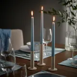 IKEA KLOKHET (ИКЕА КЛОКХЕТ) — Свеча коническая без аромата, бледно-голубой 25 см — фото 3