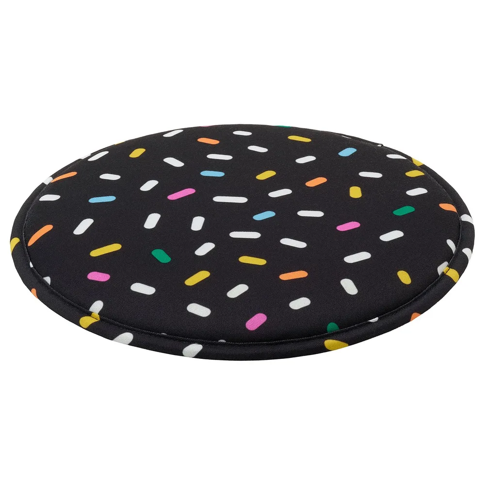 IKEA PUGGEHATT (ИКЕА ПУГГЕХАТТ) — Подушка на стул, узор в горошек/круглая