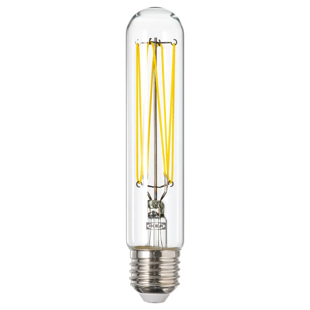 IKEA LUNNOM (ИКЕА ЛУННОМ) — Светодиодная лампа E27 250 люмен, с регулировкой яркости/трубчатая прозрачное стекло 30 мм