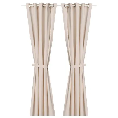 IKEA LENDA (ИКЕА ЛЕНДА) — Штора с подхватом, 2 шт., светло-розовый/на люверсах 140х250 см