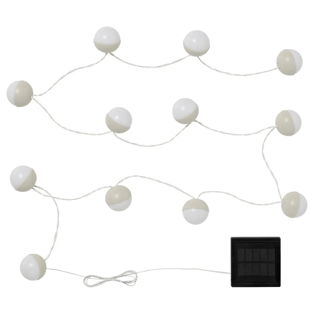 IKEA SOLVINDEN (ИКЕА СОЛВИНДЕН) — Гирлянда LED, 12 лампочек, на солнечной батарее/бежевый белый