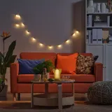 IKEA SOLVINDEN (ИКЕА СОЛВИНДЕН) — Гирлянда LED, 12 лампочек, на солнечной батарее/бежевый белый — фото 4