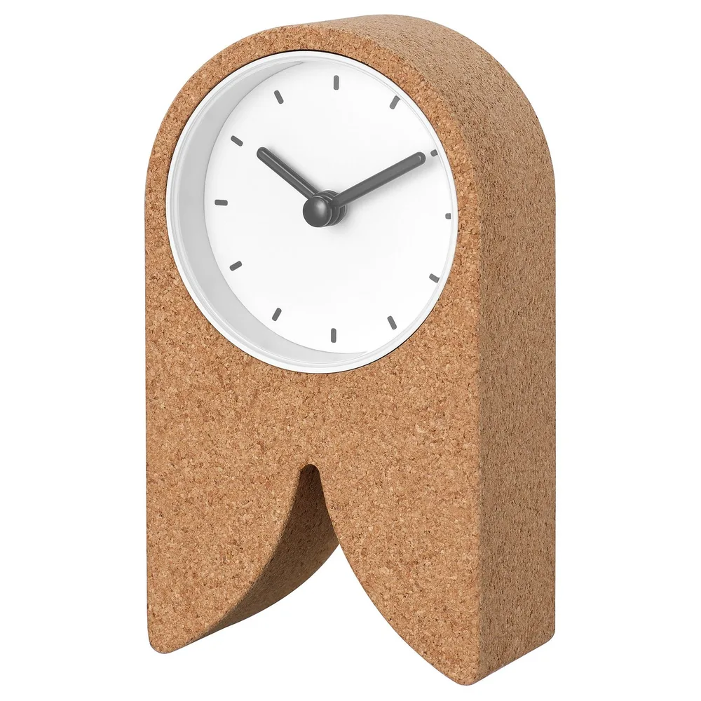 IKEA FLODKRÄFTA (ИКЕА ФЛОДКРЭФТА) — Часы, пробка белый 8x15x4 см