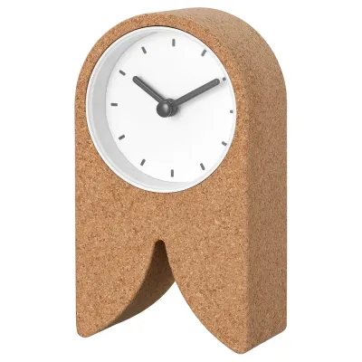 IKEA FLODKRÄFTA (ИКЕА ФЛОДКРЭФТА) — Часы, пробка белый 8x15x4 см