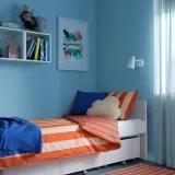 IKEA BARNDRÖM (ИКЕА БАРНДРЁМ) — Пододеяльник и наволочка, розово-красный/в полоску 150x200/50x60 см — фото 4