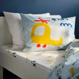 IKEA BARNDRÖM (ИКЕА БАРНДРЁМ) — Простыня на резинке, белая/с рисунком техники 90x200 см — фото 2