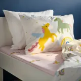 IKEA BARNDRÖM (ИКЕА БАРНДРЁМ) — Простыня на резинке, розовая/с единорогами 90x200 см — фото 2