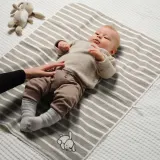 IKEA LEN (ИКЕА ЛЕН) — Матрасик для пеленания, белый/бежевый в полоску 90x70 см — фото 3