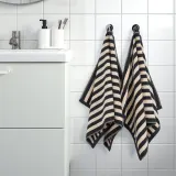IKEA SLÅNHÖSTMAL (ИКЕА СЛОНХЁСТМАЛ) — Полотенце для рук, чёрное/светло-бежевое в полоску 50x100 см — фото 4