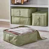 IKEA HEMMAFIXARE (ИКЕА ХЕММАФИКСАРЕ) — Коробка для одежды/белья, цветочный узор/бледный серо-зелёный 44x51x19 см — фото 2