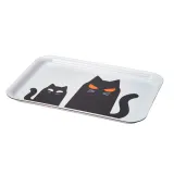 IKEA KUSTFYR (ИКЕА КУСТФИР) — Поднос, узор в котах белый/чёрный 20х28 см — фото 1