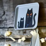 IKEA KUSTFYR (ИКЕА КУСТФИР) — Поднос, узор в котах белый/чёрный 20х28 см — фото 2
