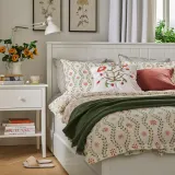 IKEA FYRISVIDE (ИКЕА ФИРИСВИДЕ) — Пододеяльник и 2 наволочки, белый/цветочный узор 200x200/50x60 см — фото 3