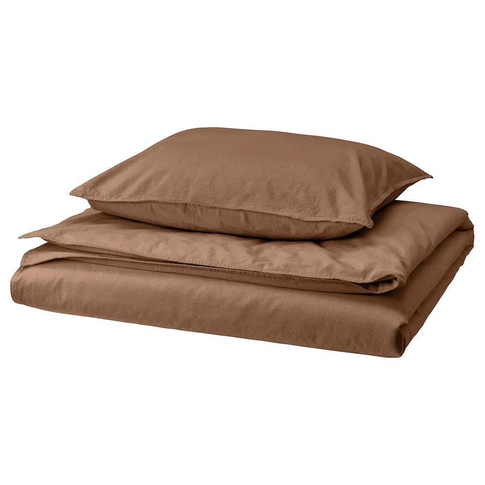IKEA ÄNGSLILJA (ИКЕА ЭНГСЛИЛЙА) — Пододеяльник и наволочка, светло-коричневый 150x200/50x60 см