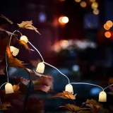 IKEA KUSTFYR (ИКЕА КУСТФИР) — Светодиодная гирлянда, 12 лампочек, на батарейках для помещений/призрак белый — фото 3