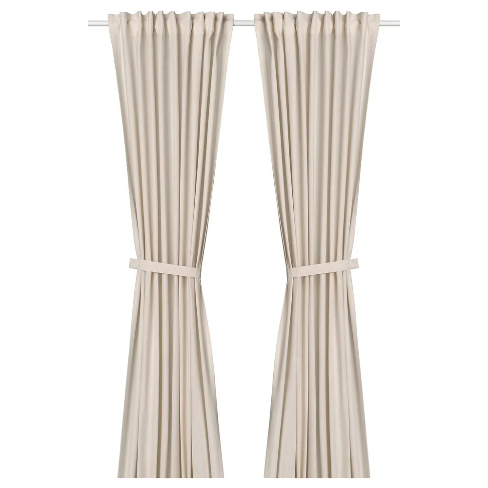 IKEA LENDA (ИКЕА ЛЕНДА) — Занавеска на завязках, 2 шт., кремовая/на тесьме 140x260 см