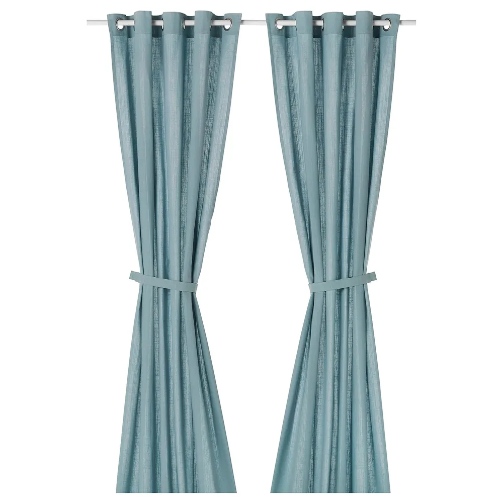 IKEA RITVA (ИКЕА РИТВА) — Занавеска на люверсах, 2 шт., серо-голубая 145x300 см