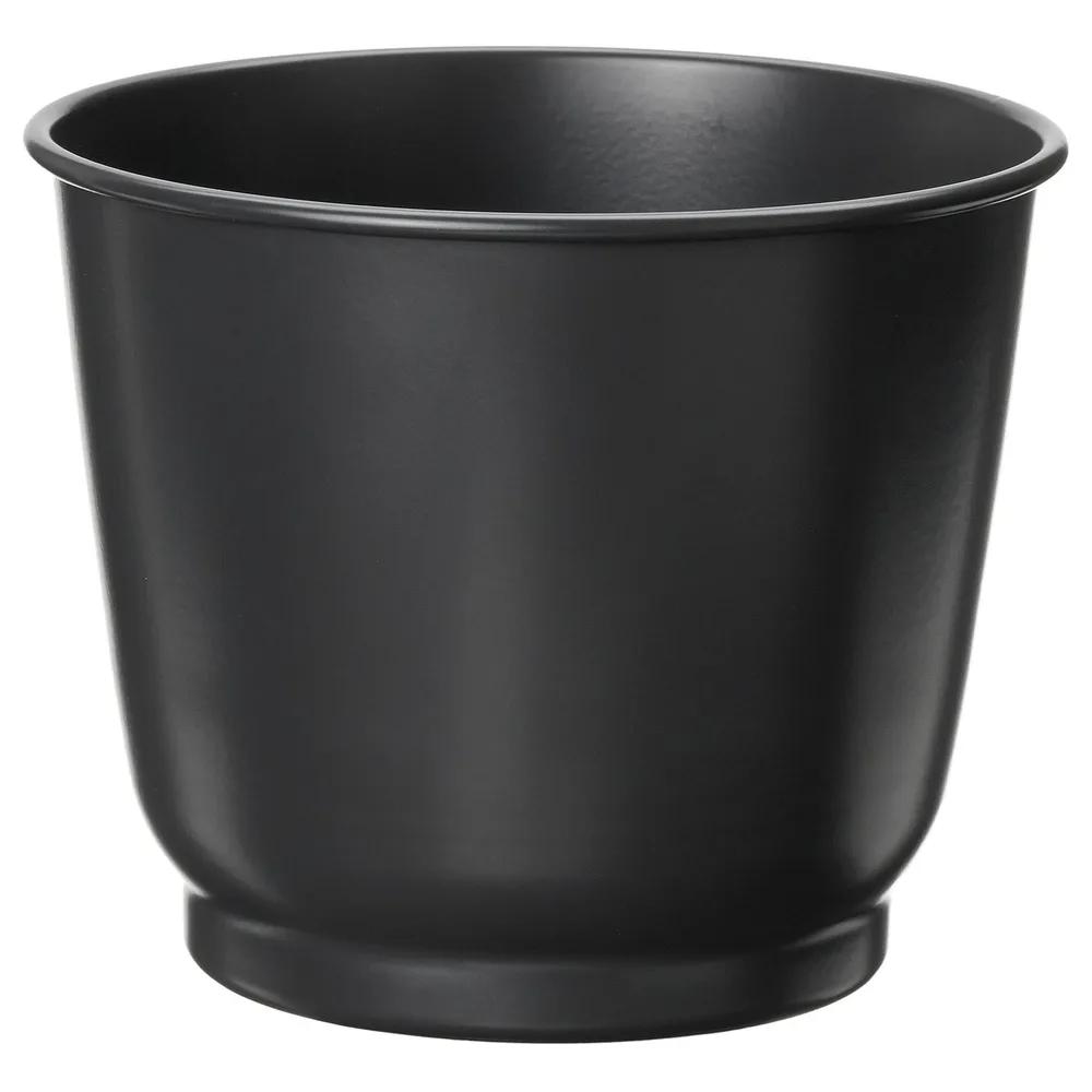 IKEA BROKTRAST (ИКЕА БРОКТРАСТ) — Кашпо для цветочного горшка, для дома и улицы/тёмно-серое 12 см