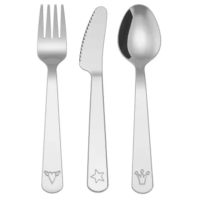 IKEA FABLER (ИКЕА ФАБЛЕР) — Набор детских столовых приборов, 3 шт, нержавеющая сталь