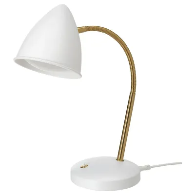 IKEA ISNÅLEN (ИКЕА ИСНОЛЕН) — Настольная лампа LED, белый/цвет латуни