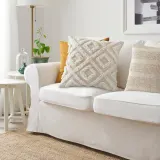 IKEA EKGULDMAL (ИКЕА ЕКГУЛДМАЛ) — Наволочка декоративная, геометрический принт, натуральный тон 50x50 см — фото 3