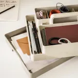 IKEA KUGGIS (ИКЕА КУГГИС) — Органайзер для стола, комплект 2 шт, серо-бежевый/тёмный серо-бежевый 26x35x16 см — фото 3
