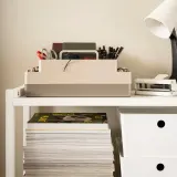 IKEA KUGGIS (ИКЕА КУГГИС) — Органайзер для стола, комплект 2 шт, серо-бежевый/тёмный серо-бежевый 26x35x16 см — фото 7
