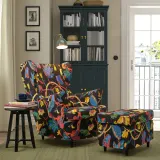 IKEA STRANDMON (ИКЕА СТРАНДМОН) — Чехол на кресло с ушами, Стигсбо разноцветный/чёрный — фото 2