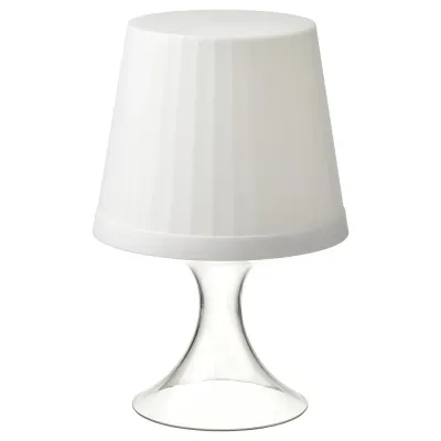 IKEA LAMPAN (ИКЕА ЛАМПАН) — Переносная светодиодная лампа, на батарейках, с регулировкой цвета, для улицы, белая 24 см