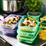 IKEA PRUTA (ИКЕА ПРУТА) — Контейнер для сэндвича с крышкой, лиловый/зелёный 22x14x5 см — фото 3