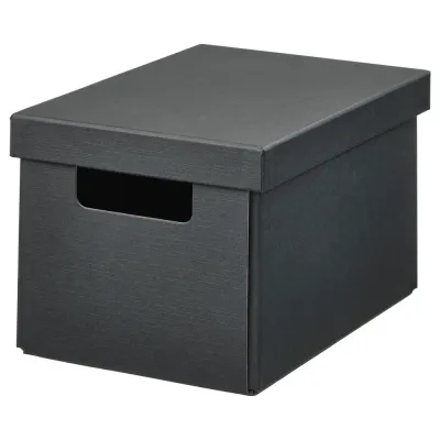 IKEA FJÄDERHARV (ИКЕА ФЙЭДЕРХАРВ) — Коробка с крышкой, антрацит 18x25x16 см
