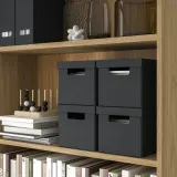 IKEA FJÄDERHARV (ИКЕА ФЙЭДЕРХАРВ) — Коробка с крышкой, антрацит 18x25x16 см — фото 3