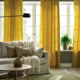 IKEA GINSTMOTT (ИКЕА ГИНСТМОТТ) — Штора, 2 шт, жёлтая/на тесьме 145x300 см — фото 2