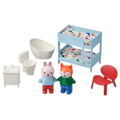 IKEA HUSET (ИКЕА ХУСЕТ) — Мебель и фигурки для кукольного домика, спальня/ванная разноцветный