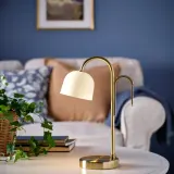 IKEA TVÅMASTAD (ИКЕА ТВОМАСТАД) — Переносная светодиодная лампа, на батарейках латунь/опаловое белое стекло — фото 2