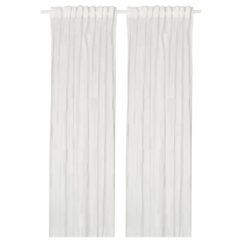 IKEA BERGNEJLIKA (ИКЕА БЕРГНЕЙЛИКА) — Тюль, 1 пара, белая/на тесьме 145x250 см