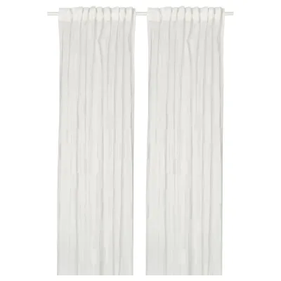 IKEA BERGNEJLIKA (ИКЕА БЕРГНЕЙЛИКА) — Тюль, 1 пара, белая/на тесьме 145x250 см